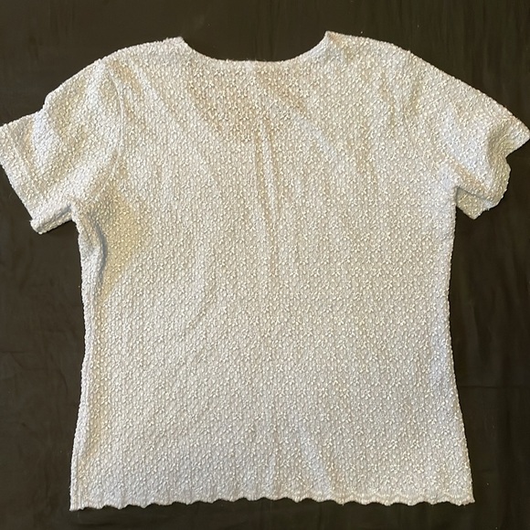 R Stretch Blue blue Pressed flowers Short sleeve Blouse - Picture 7 of 7